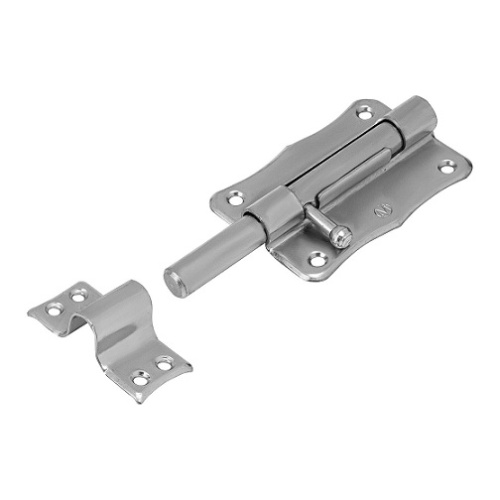 Задвижка дверная с фиксацией ЗТ-2-85, цинк, фигурная площадка,