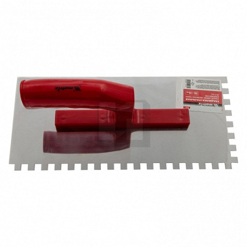 Гладилка из нерж.стали 280х130 мм, зеркальная полировка, пластмас.ручка, зуб 8х8 мм Matrix