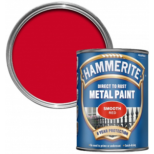 Краска Hammerite гладкая Красная 0,75л RAL3020							