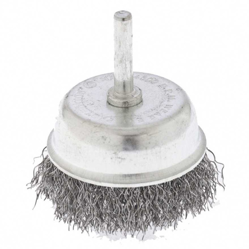 Щетка для дрели 65мм чашка со шпилькой витая проволока 0,3мм Сибртех